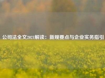 公司法全文2021解读：新规要点与企业实务指引