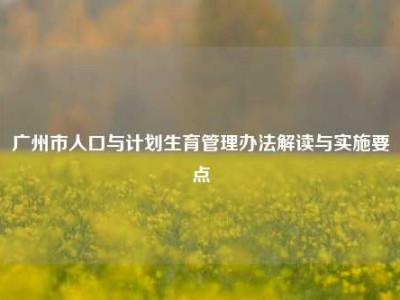 广州市人口与计划生育管理办法解读与实施要点