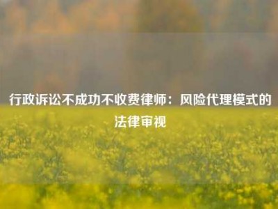 行政诉讼不成功不收费律师：风险代理模式的法律审视