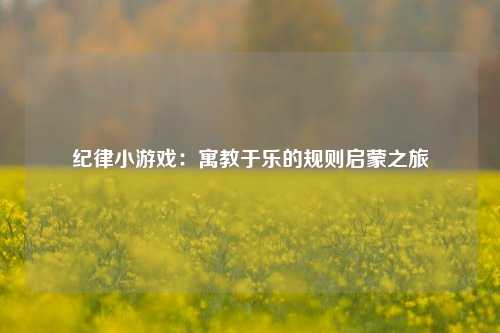 纪律小游戏：寓教于乐的规则启蒙之旅