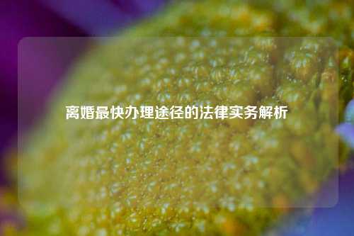 离婚最快办理途径的法律实务解析