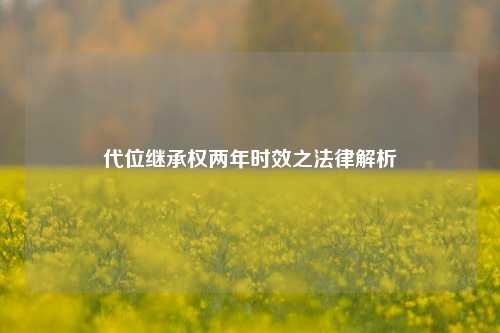 代位继承权两年时效之法律解析