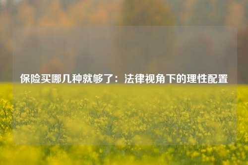 保险买哪几种就够了：法律视角下的理性配置
