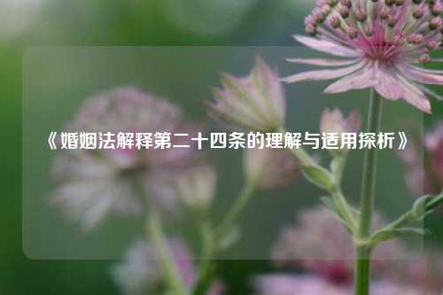 《婚姻法解释第二十四条的理解与适用探析》