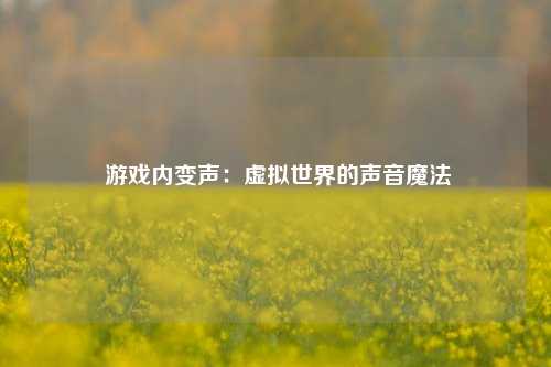  游戏内变声：虚拟世界的声音魔法