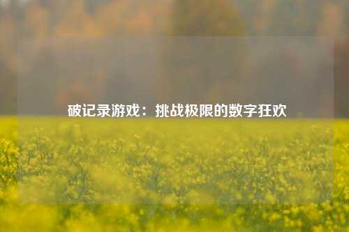  破记录游戏：挑战极限的数字狂欢
